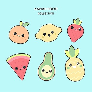 卡通可爱水果食物表情插画