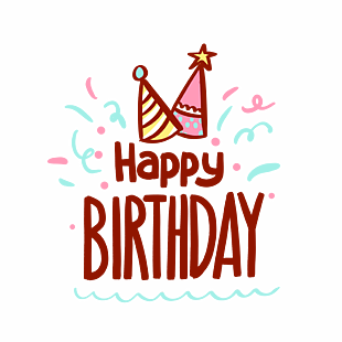 小清新手绘生日快乐彩带英文艺术字素材