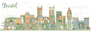 布里斯托尔城市建筑插画