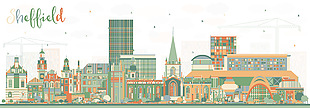 谢菲尔德城市建筑插画