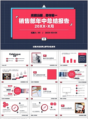 简约MBE风销售部年中总结报告PPT模板