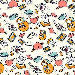 卡通物品表情背景插画