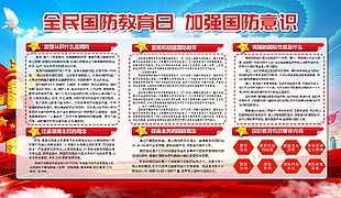 经典大气全民国防教育日加强意识海报