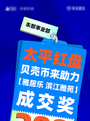 蓝色标签风地产价值分销红盘海报