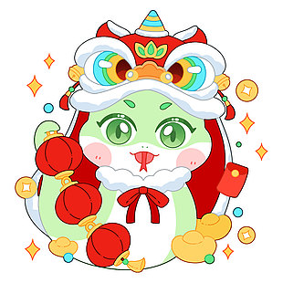 蛇年卡通意象2025创意主题插画