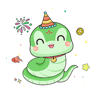新春大吉2025蛇年主题趣味插画