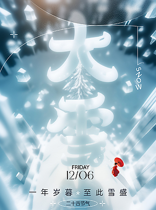 一年岁暮至此雪盛大雪时节简约海报