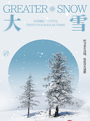 时节冷暖唯美冬日大雪节气质感海报