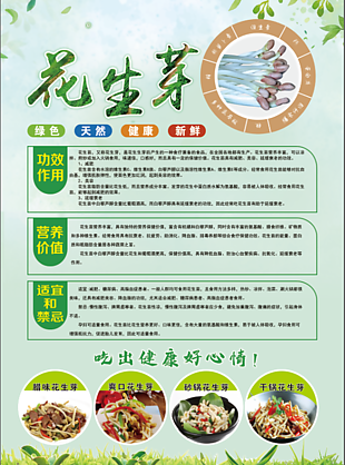 绿色天然健康新鲜花生芽宣传海报