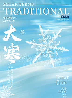 大寒岁终简洁创意传统二十四节气宣传海报