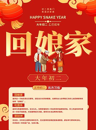 大年初二回娘家新春快乐海报