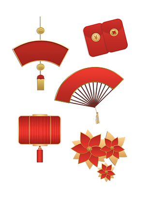 新春喜庆中国风红色创意图案设计