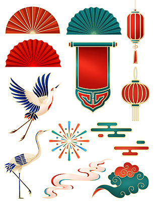中国风复古国潮手绘装饰图案