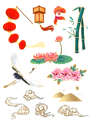 复古中国风手绘国潮意象图案设计