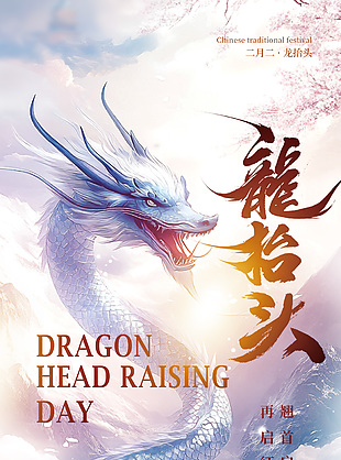 祥龙昂首万象更新龙抬头主题海报
