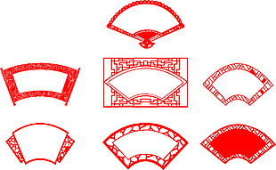 红色简约中国风扇形边框设计