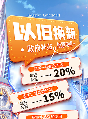 以旧换新多重补贴活动促销宣传海报