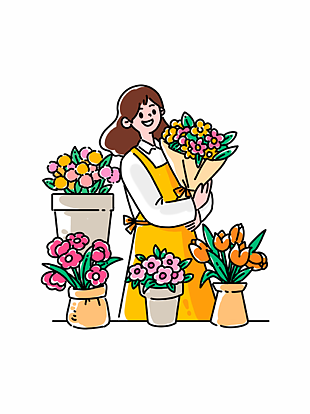 妇女节花店老板趣味人物插画
