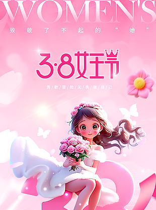 勇敢冒险无畏做自己妇女节主题海报