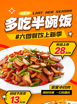 菜品上新季美味炒菜宣传海报