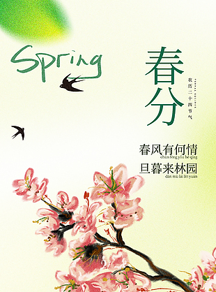 不负春光唯美传统春分节气海报