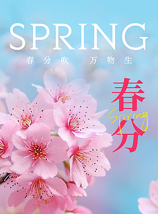春风吹万物生春日桃花主题春分海报