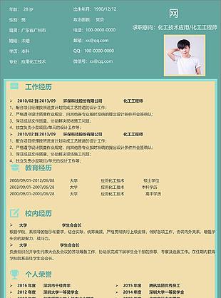 化工技术应用化工工程师工作简历模板