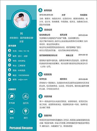 医药sale经理主管简历封面