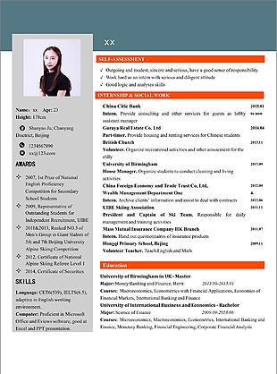 英文个人简历模板
