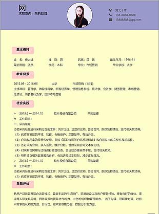 采购助理应届毕业生个人简历范本
