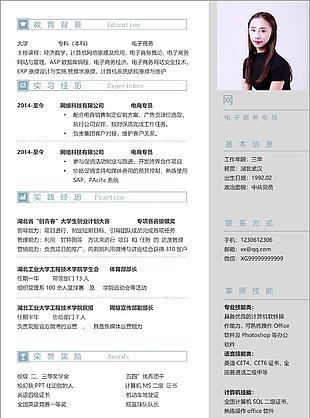 电子商务专员个人简历表下载