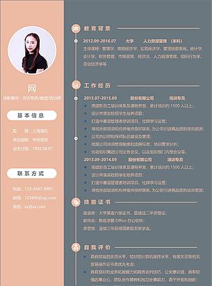 应届生简历样本求职意向培训专员