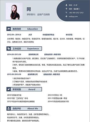 金融产品类求职简历