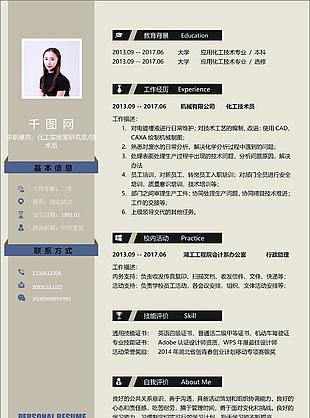 应届毕业生电子版个人简历求职意向化工实验室研究员