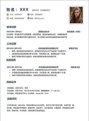 毕业生求职市场销售岗位简历表格信息