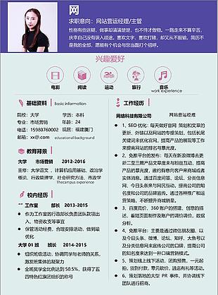 一年经验网站营运经理电子简历模板