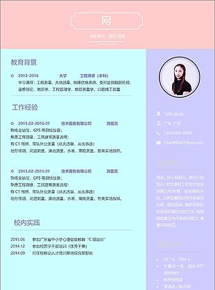 测绘测量应届毕业生工作简历模板