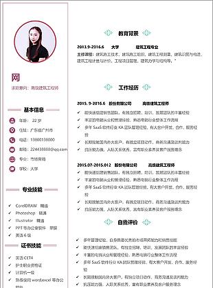 陈青高级建筑工程师个人简历表格范文