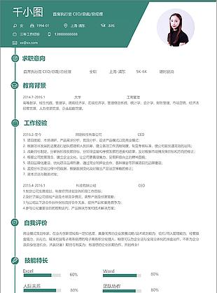 首席执行官ceo总裁总经理个人简历模板