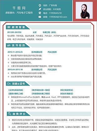 汽车电子工程师简历范文可修改