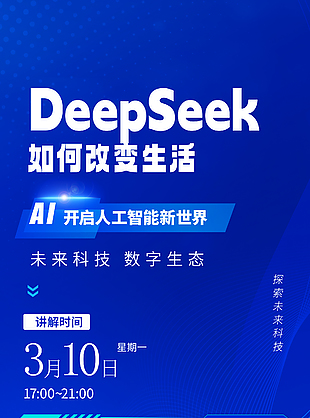 探索未来科技数字生态蓝色主题海报