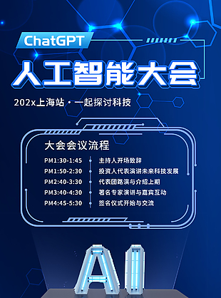 人工智能大会主题流程科技感海报