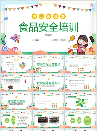 趣味手绘风幼儿园食品安全培训课件