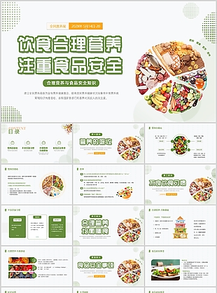 杂志风合理营养与食品安全知识课件