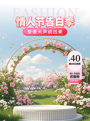 爱要大声说出来粉色主题优惠直播间