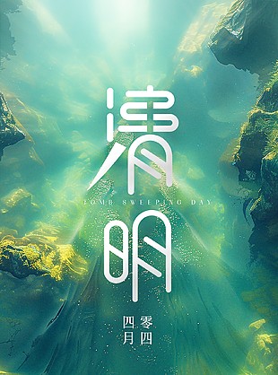 幽林静谷唯美传统清明节海报