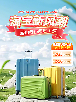 淘宝新风潮箱包旅行主题直播间背景