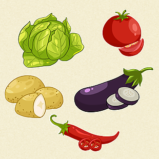 简约卡通手绘清新蔬菜主题美食插画