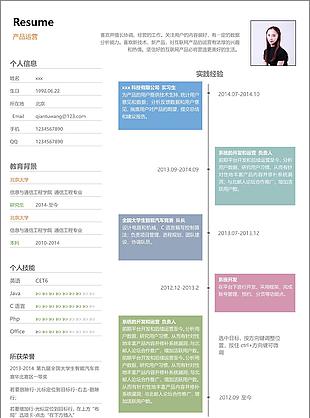 产品运营个人简历模板