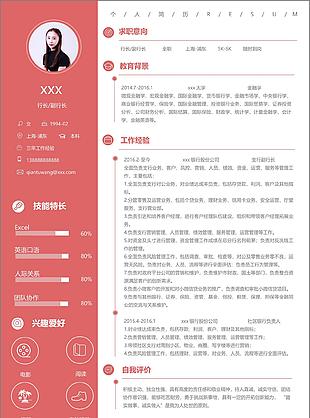 行长副行长个人简历模板